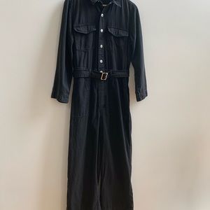 Black denim boiler jumpsuit